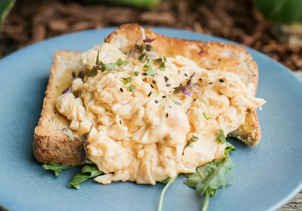 Scrambled eggs with toast